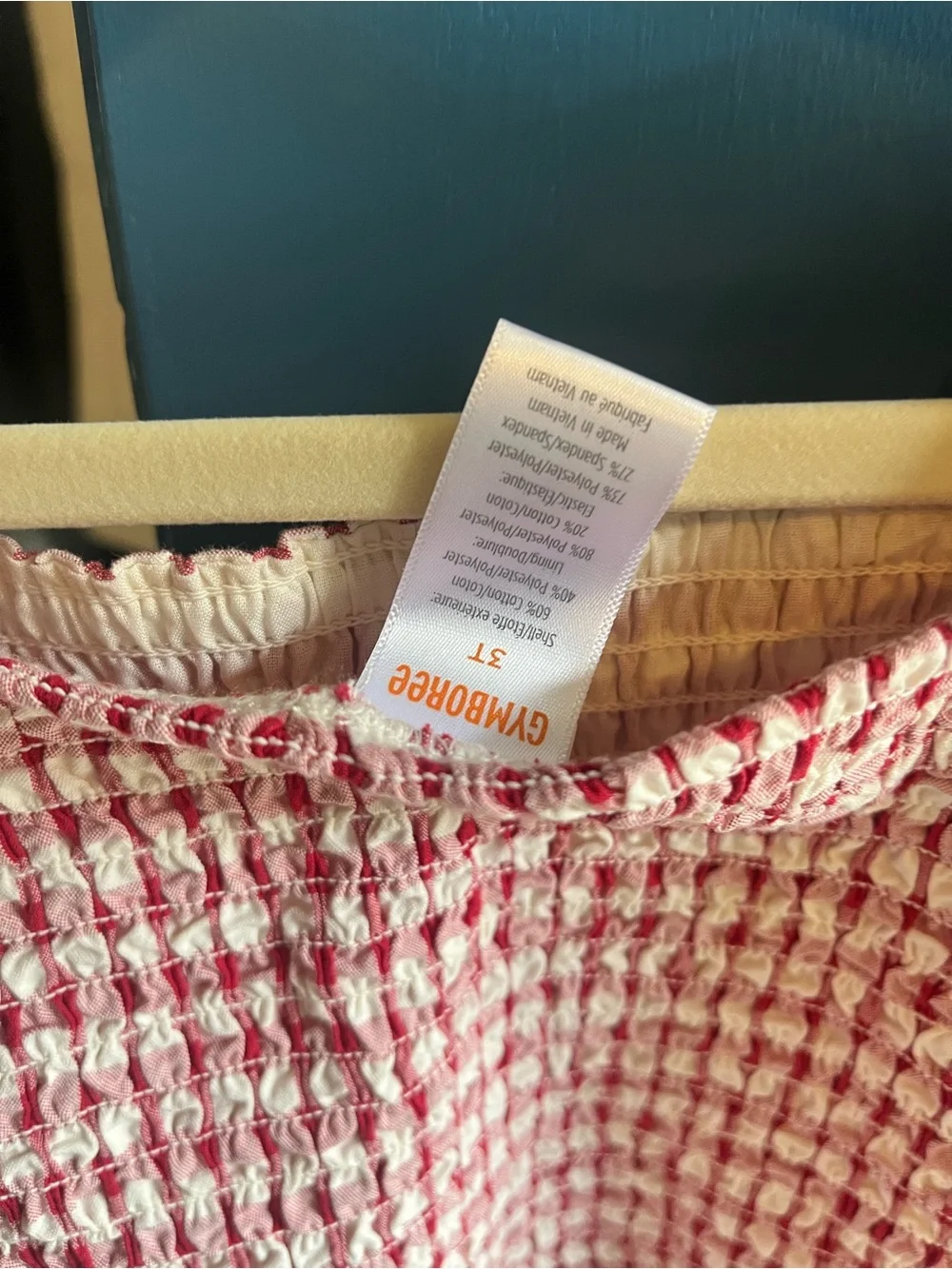 Gymboree Red and White Gingham Smocked Top